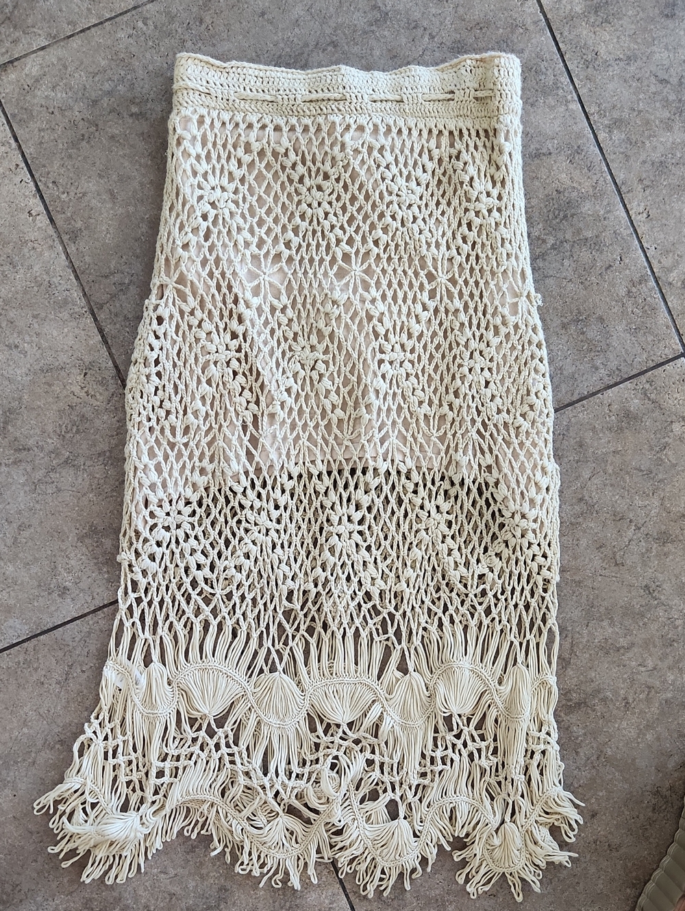 POL Light Tan Crochet Midi Skirt - Picture 3 of 8